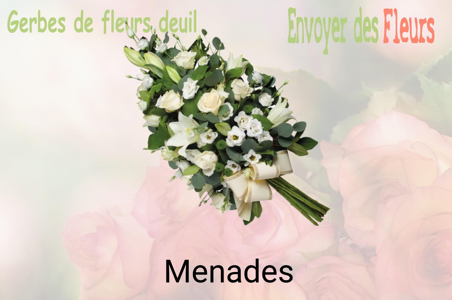 Gerbe de fleurs de deuil livrée à Menades